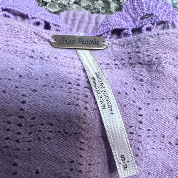 Free People Purple Knit Top with Lace Sleeves - Picture 10 of 10